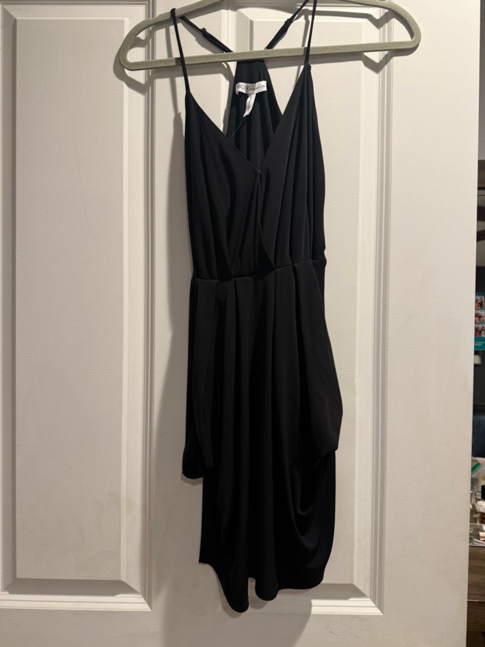 BCBGeneration Black One-Shoulder Draped Cocktail Dress
